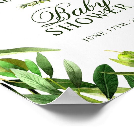 ウェルカムサイン |オリーブエレガントボホ赤ちゃんシャワー ポスター (角)