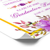 ウェルカムサイン |シックエレガント金ゴールドパープルフローラ ポスター (角)