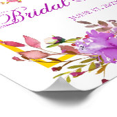 ウェルカムサイン |シックエレガント金ゴールドパープルフローラ ポスター (角)