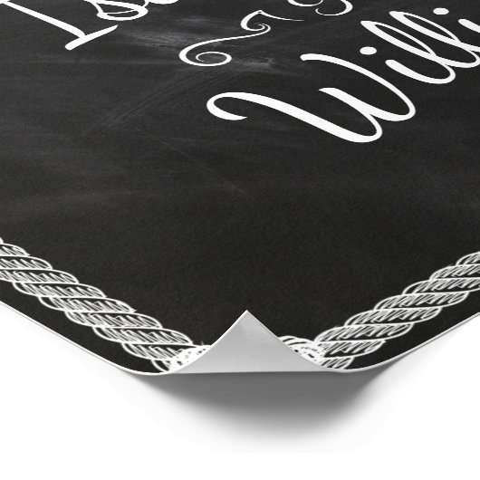 ウェルカムサイン |シンプル素朴白黒結婚の ポスター (角)