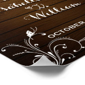 ウェルカムサイン |ストリ素朴ングライトのハート結婚の ポスター (角)