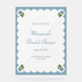 ウェルカムサイン ブルー ハイドランジアの結婚前のお祝い アクリルサイン (正面)