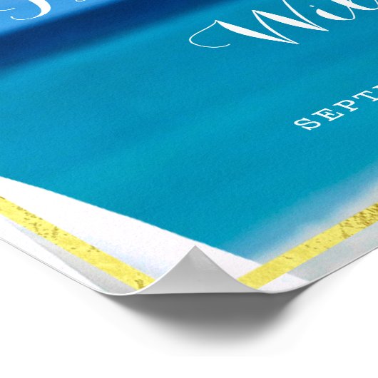 ウェルカムサイン |金ゴールド海ビーチサマー結婚ズ ポスター (角)