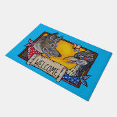 ウェルカムサウスウエストコヨーテロードランナーアニマルおもしろいアート ドアマット (アングル)