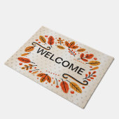 ウェルカムサンクスギビングオレンジイエロー紅葉 ドアマット (アングル)