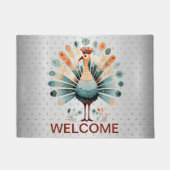 ウェルカムサンクスギビングカラフルトルコ黄金の星 ドアマット (正面)