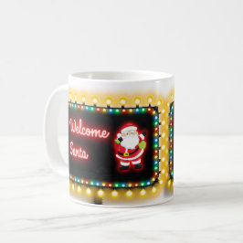 ウェルカムサンタネオンクリスマスライトビルボード コーヒーマグカップ