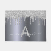 ウェルカムシルバーグリッタードリップスファミリーモノグラム ドアマット (正面)