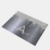 ウェルカムシルバーグリッタードリップスファミリーモノグラム ドアマット (アングル)