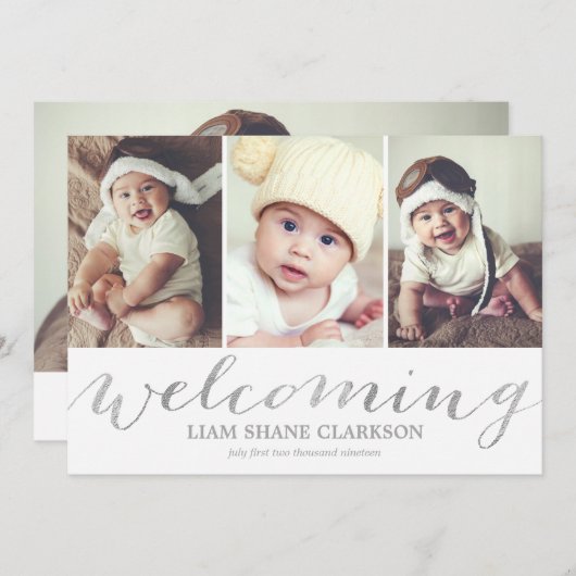 ウェルカムシルバー3の写真 | 誕生発表 案内状 (正面/裏面)