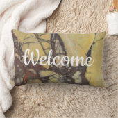 ウェルカムジェムストーンイエローレッドマーブル ランバークッション (ブランケット)