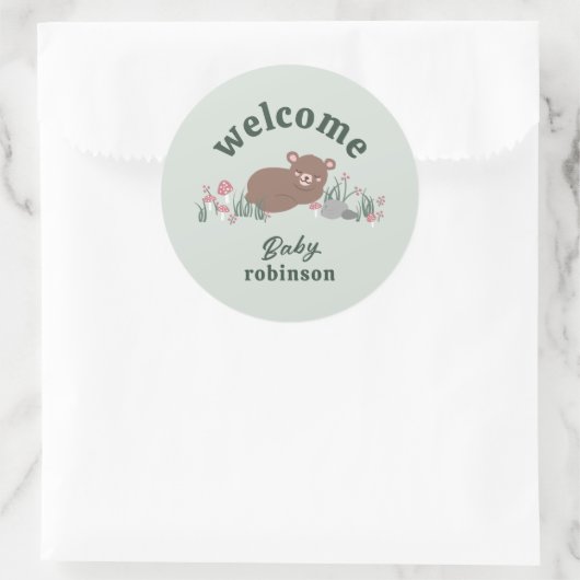 ウェルカムスイートウッドランドベビーベアグリーンラウンド ラウンドシール (バッグ)