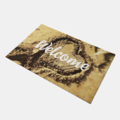 ウェルカムスクリプトはっきりしたハートゴールデンビーチサンドフォト ドアマット (アングル)