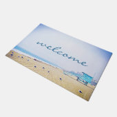 ウェルカムスクリプト海ビーチサンドシーガル ドアマット (アングル)