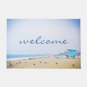 ウェルカムスクリプト海ビーチサンドシーガル ドアマット (正面)