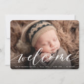 ウェルカムスクリプト |写真の誕生のお知らせ 案内状 (正面)