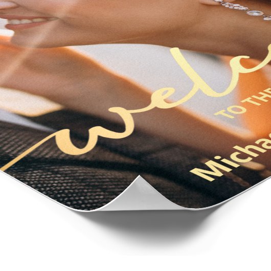 ウェルカムスタイリッシュ金ゴールドス結婚クリプトの写真ポスター ポスター (角)