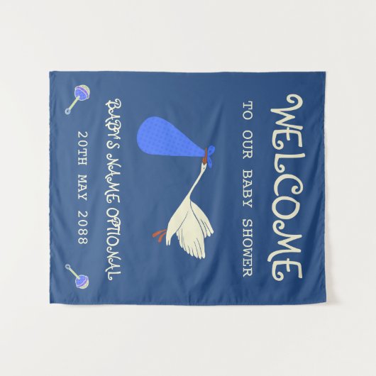 ウェルカムストーク男の赤ちゃんブルーアンドクリームタペストリー タペストリー (正面(横))