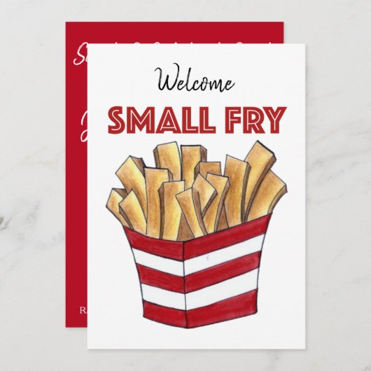 ウェルカムスモールフライフランスのフライ新生児シャワー 招待状 (正面/裏面)