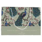 ウェルカムセージグリーンフローラピーコック ラージペーパーバッグ (裏面)