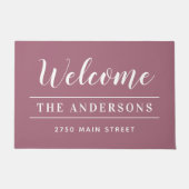 ウェルカムダスティーパーソナライズされたバラファミリ名 ドアマット (正面)