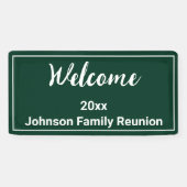ウェルカムダークグリーンとホワイトネームファミリー懇親会 横断幕 (横)