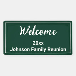 ウェルカムダークグリーンとホワイトネームファミリー懇親会 横断幕
