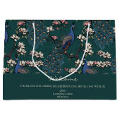 ウェルカムダークティール（緑がかった色）フローラピーコック ラージペーパーバッグ (正面)