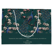 ウェルカムダークティール（緑がかった色）フローラピーコック ラージペーパーバッグ (裏面)