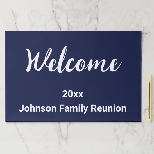 ウェルカムダークブルーとホワイトネームファミリー懇親会 ペーパーパッド (インサイチュ)
