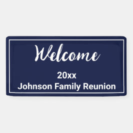 ウェルカムダークブルーとホワイトネームファミリー懇親会 横断幕