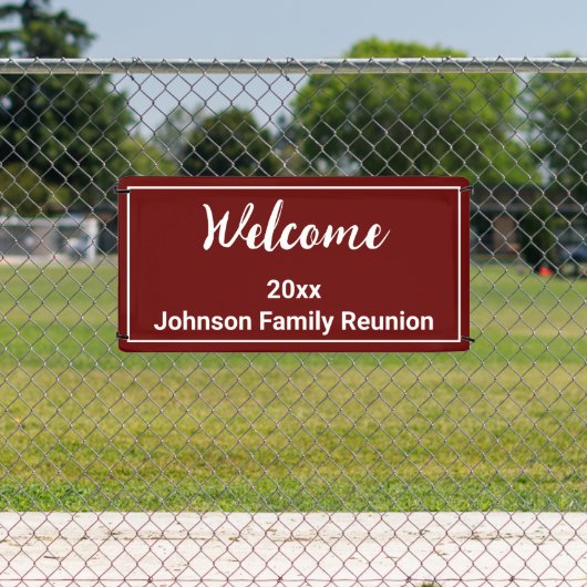 ウェルカムダーク赤と白ネームファミリー懇親会 横断幕 (インサイチュ)