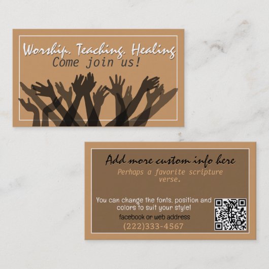 ウェルカムチャーチサンライトバイブル癒し祈りの言葉招待状 名刺 (正面/裏面)