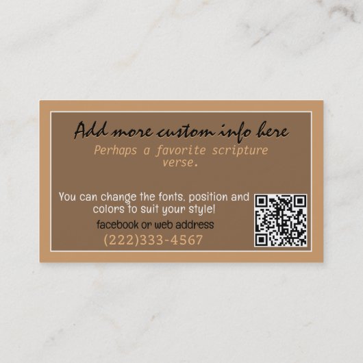 ウェルカムチャーチサンライトバイブル癒し祈りの言葉招待状 名刺 (裏面)