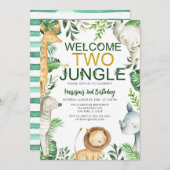 ウェルカムツージャングルサファリアニマルズ誕生日 招待状 (正面/裏面)