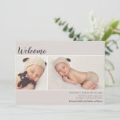 ウェルカムツーフォトベージュ色ベビー 案内状 (スタンド正面)