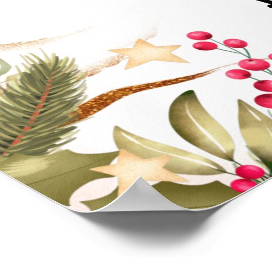 ウェルカムティーブライダルシャワークリスマスデザインポスター ポスター (角)