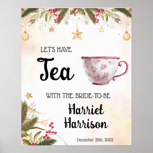 ウェルカムティーブライダルシャワークリスマスデザインポスター ポスター (正面)
