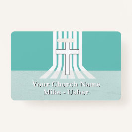 ウェルカムティール（緑がかった色）ホワイトクリスチャンチャーチアッシャー バッジ