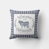 ウェルカムトゥザファームハウスブルーギンガム クッション (裏面)