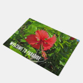 ウェルカムトゥパラダイストロピカルフラワービーチハウス ドアマット (アングル)