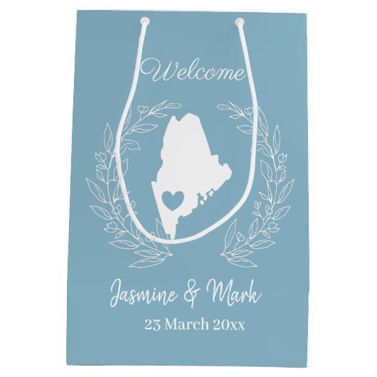 ウェルカムトゥメイン結婚式の引き出物カスタム ミディアムペーパーバッグ (裏面)