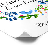 ウェルカムトゥーホームグリーンブラックフローラタイポグラフィ ポスター (角)