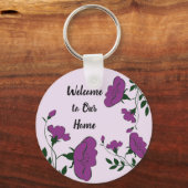 ウェルカムトゥーホームパープルフローラレンタルゲスト鍵 キーホルダー (正面)