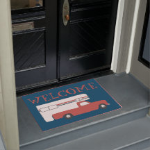 ウェルカムトラックキャンパーヴィンテージモーターホームレッドブルー