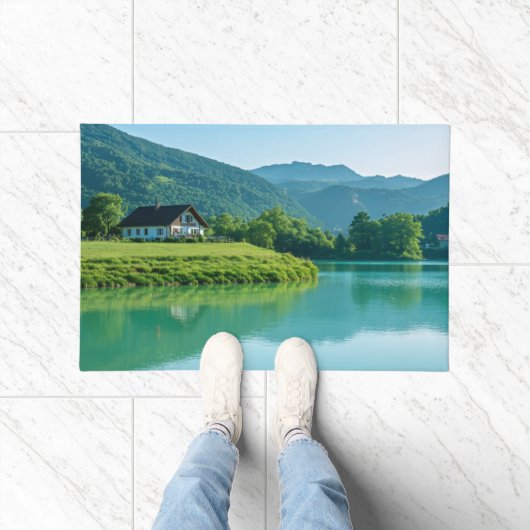 「ウェルカムトランクイリティ – レイクサイドセレニティ ドアマット (室内)