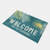 ウェルカムトロピカルゴールデンパームファミリー名 ドアマット (アングル)