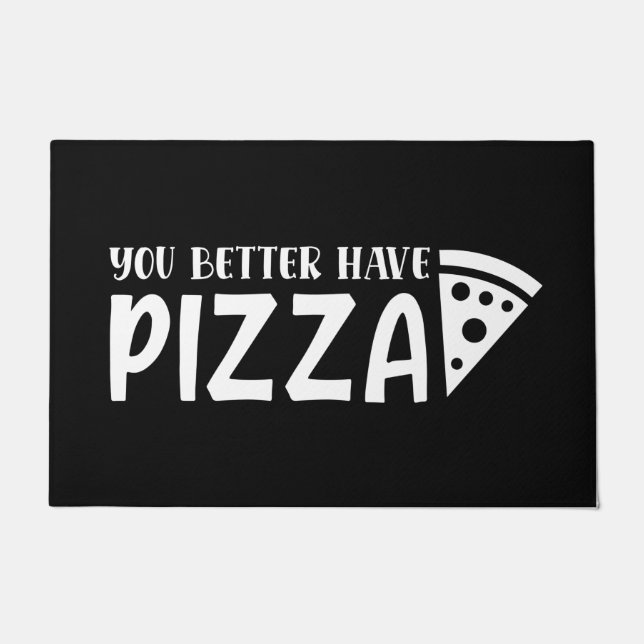 ウェルカムドアマットより良いピザ白黒 ドアマット (正面)