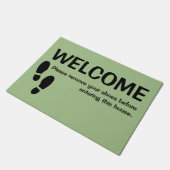 ウェルカムドアマットを取り除く靴の緑 ドアマット (アングル)