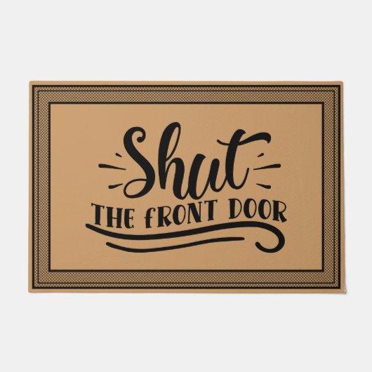ウェルカムドアマットシャットザフロントココナッツカラー ドアマット (正面)